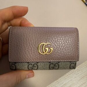 Gucci Pink Leather and GG Canvas 6 key holder